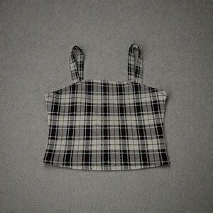 Plaid Black and White Women's Top